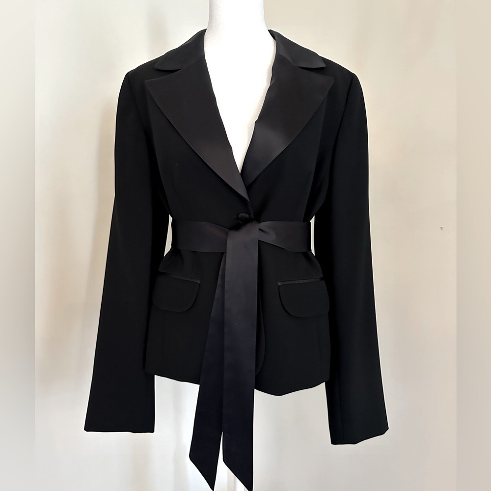 Ann Taylor Loft blazer.  Satin details.  Size 4.  Black